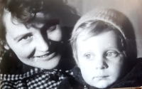 Zdeněk Lukeš with his mother academic sculptor, Jana Lukešová, 1957