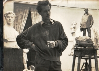 Witness´s father, Vladimír Kýn, in his studio in the courtyard of his house in Čechova Street, late 1950s
