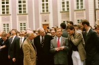 Opening of Plečnik's exhibition at Prague Castle, Zdeněk Lukeš second from left, 1996