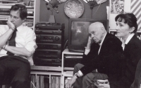 Chancellor Ivan Medek and his wife visiting Zdeněk Lukeš (right), 1999