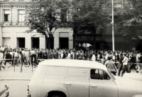 View from the roof of Lucerna, anniversary of the occupation on 21 August 1969