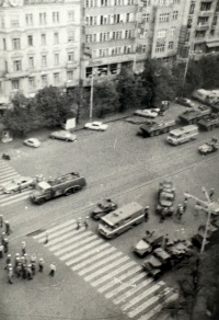 View from the roof of Lucerna, anniversary of the occupation on 21 August 1969
