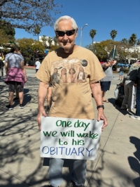 Paul Von Blum at an anti-Trump demonstration, March 2026