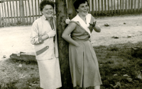 Věra Šedivá and sister-in-law Emílie Bártová, Hroznětín, mid-1950s