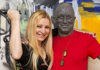 Pamětník s manželkou Idou Saudkovou na společné výstavě na brněnském Špilberku, 2014
