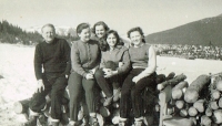 Witness with her classmates during her studies at the Jičín Grammar School in the early 1960s. Jaroslava Velartová second from the left
