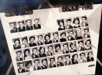 General secondary school (formerly grammar school) in Jičín. Jaroslava Velartová's classroom photo board 1957-1961