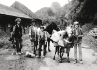 Trip with horses in 1987. Jaroslava Velartová second from the left
