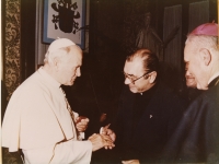 Josef Stojaspal při setkání s papežem Janem Pavlem II