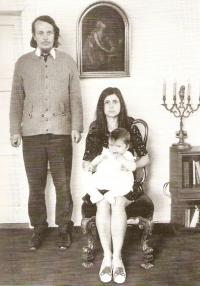 Karásek with his wife and child