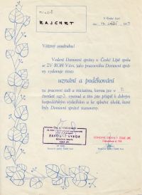 Commendation for good work and initiative in the boiler room, Česká Lípa, 1973