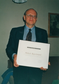 Holding the František Kriegel Award, 2001