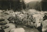 Scout trip to Vydra river in Bohemian Forest (1934 or 1935)