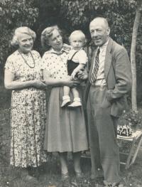 Miloň Kučera's father, mother, wife and one year old son, 1953