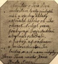 a prayer written by grandmother Maria Koklářová