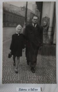 With her father after the war