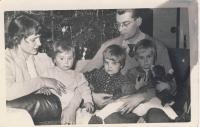 With husband and children, cca 1959