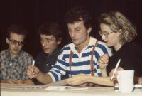Press conference at the Disk, Monika Pajerova and Simon Panek (second left), 1989