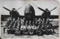 RAF ground staff - in front of Wellington bomber