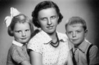 Jan Kozlík with his mother and sister in year 1953 
