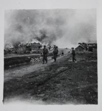 Burning village in Indochina