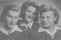 From the left: Věra Suchopárová, Slávka Ficková, Helena Bártová, Žatec 1945