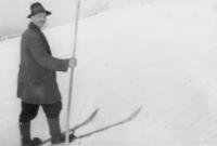 Father Josef Bartošek skiing in Javorníky-1936