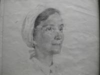Portrait of her mother drawn by a patient in typhus ward in Terezín