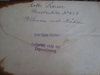 A letter for Jaroslav Franc to Sachsenhausen
