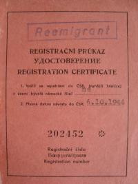 Reemigration card I.