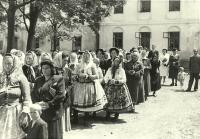 The procession during the feast of Corpus Christi in Huzová, 1953