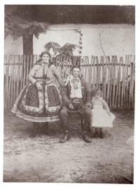 Grandfather Šalamun in nationa costume of Moravian Croats