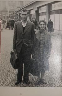 With his sister in Prague in 1955