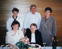 Celebrating Marie's 70th birthday, Marie and her children - from left: Bohuška, Stadin, Zdenka, in the front: Maruna; Blatnice; 1998 