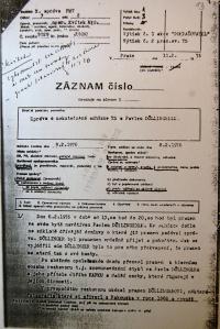 A page from the file that Secret Police ran on Pavel Döllinger