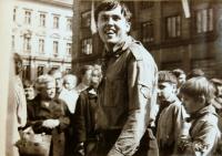 Pavel Döllinger in the scout May parade in 1968. 