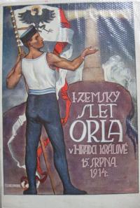 1. zemský sjezd Orla - pohlednice
