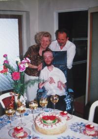 The family celebrating the 60th birthday of her husband Julius, 1995-Šumperk 
