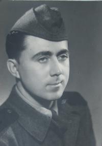 Josef Lešinger as a member of the auxiliary technical squads (so-called PTP) in 1953