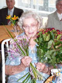 Luisa Matlová at her 96 years birthday celebration in home for the elderly