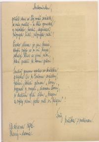 Josef Hnátek´s wish for his brother after the return from the concentration camps, June 13, 1945