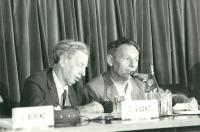 Michal Reiman (right) at a conference on Stalinism in Urbin, Italy