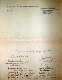 Attendance sheets from the jubilee national meeting in 1939, saved by Pravoslav Machar for Scouts from Český Těšín - p. 1