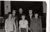 Table tennis club - pupils DR. KLIMENT J., JANÁSEK, coach VINCOUR, SVÁROVSKÝ, ČÍŽ (1975)