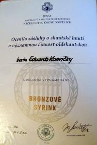 udělení vyznamenání Syrinx - bronz, č. p. 504, 24. 4. 2000