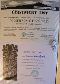 účastnický list Podbeskydské lesní školy konané v srpnu 1997