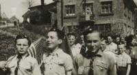 The Scouts from Police celebrating the end of the war (left: Bohuslav Strauch, right: Zdeněk Streubel)