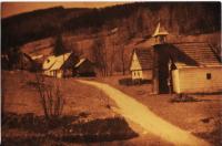 Extinct village Hraničky (Gränzdorf), Jeseník district, before the expulsion of Germans. The village was demolished in 1959-1960, and only one house remains today.