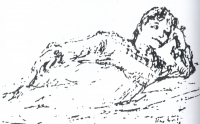 kresba Emy Blažkové, která nakreslila maminku pana Ebra ve vězení