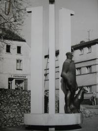 Statue of a border guard in Domažlice, 1960s